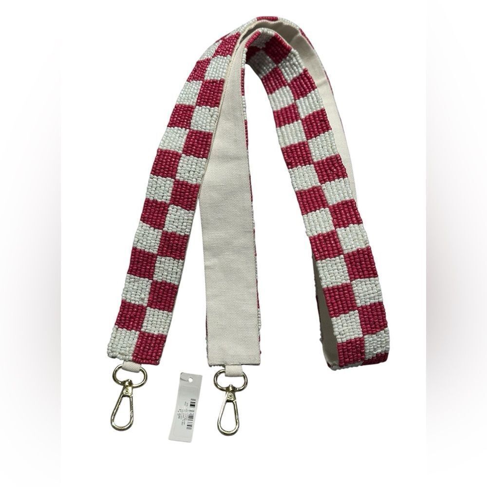 Stylish Red and White Checkered Bag Strap